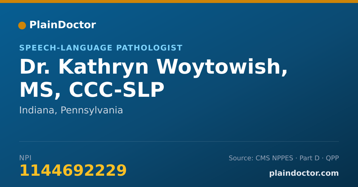 Shareable card for Kathryn Woytowish, MS, CCC-SLP - Speech-Language Pathologist, Indiana, PA