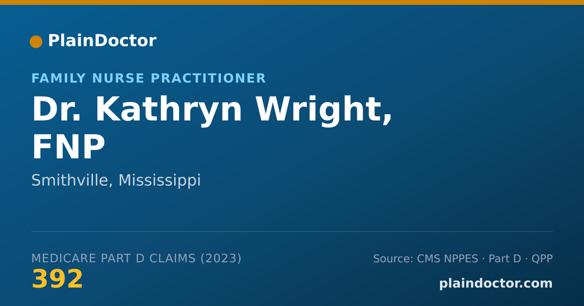 Shareable card for Kathryn Wright, FNP - Family Nurse Practitioner, Smithville, MS