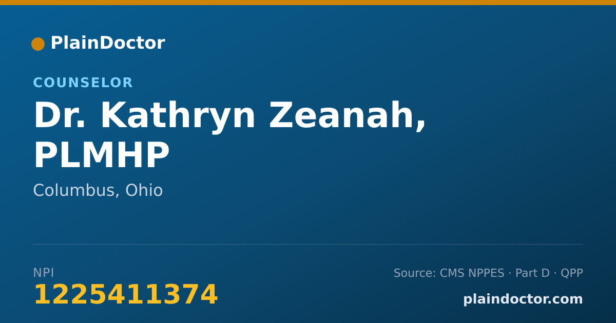 Shareable card for Kathryn Zeanah, PLMHP - Counselor, Columbus, OH