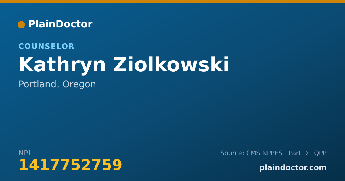 Shareable card for Kathryn Ziolkowski - Counselor, Portland, OR