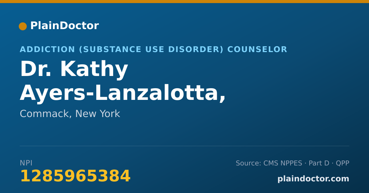 Shareable card for Kathy Ayers-Lanzalotta, CASAC - Addiction (Substance Use Disorder) Counselor, Commack, NY