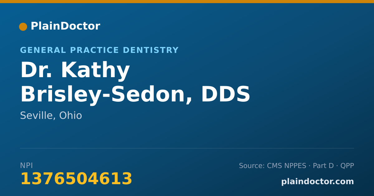 Shareable card for Kathy Brisley-Sedon, DDS - General Practice Dentistry, Seville, OH
