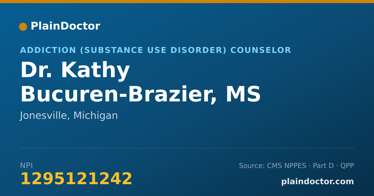 Shareable card for Kathy Bucuren-Brazier, MS - Addiction (Substance Use Disorder) Counselor, Jonesville, MI