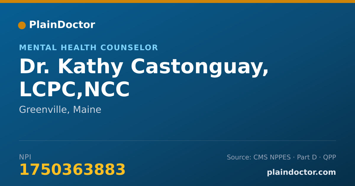 Shareable card for Kathy Castonguay, LCPC,NCC - Mental Health Counselor, Greenville, ME