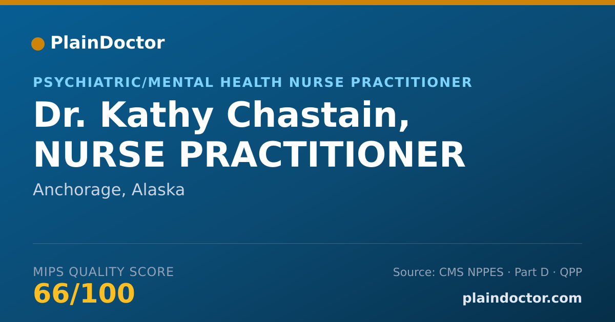 Shareable card for Kathy Chastain, NURSE PRACTITIONER - Psychiatric/Mental Health Nurse Practitioner, Anchorage, AK