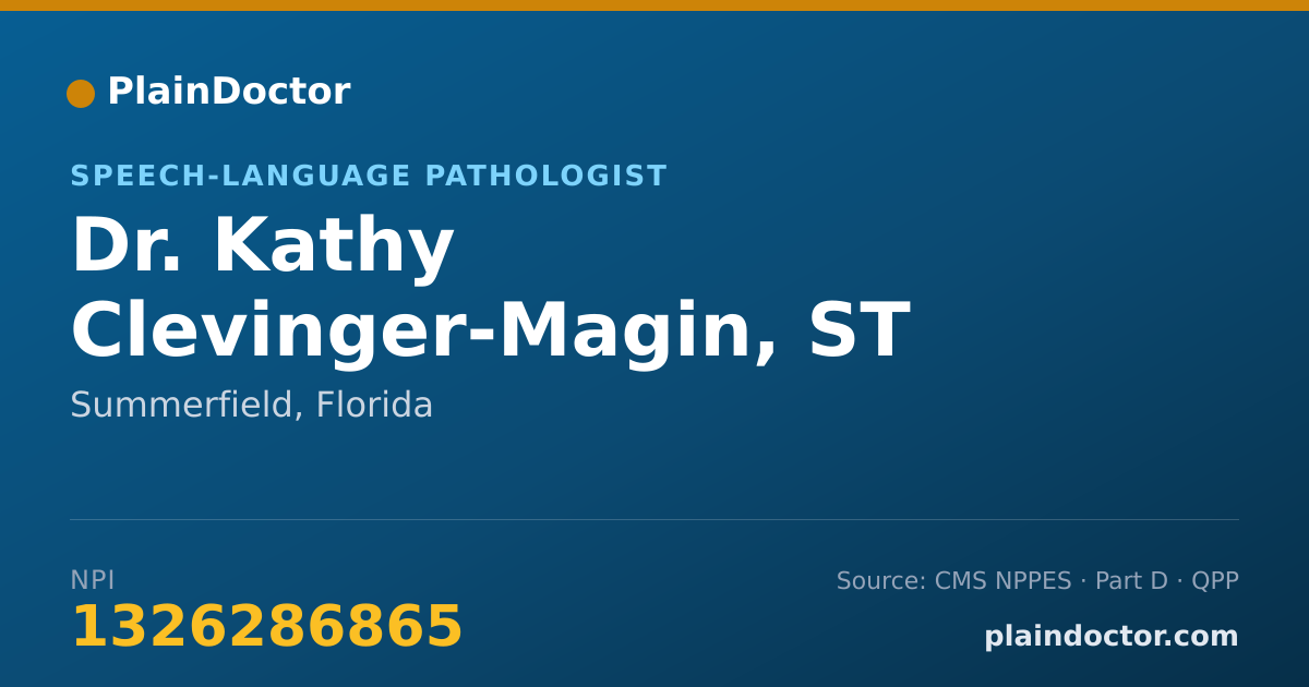 Shareable card for Kathy Clevinger-Magin, ST - Speech-Language Pathologist, Summerfield, FL