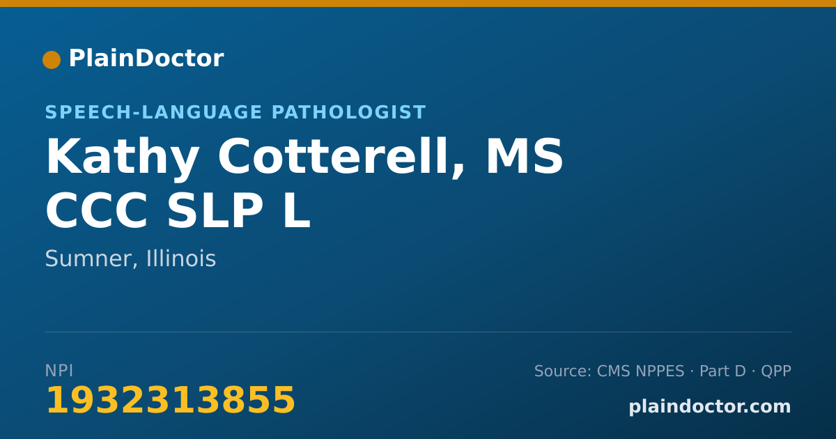 Shareable card for Kathy Cotterell, MS CCC SLP L - Speech-Language Pathologist, Sumner, IL