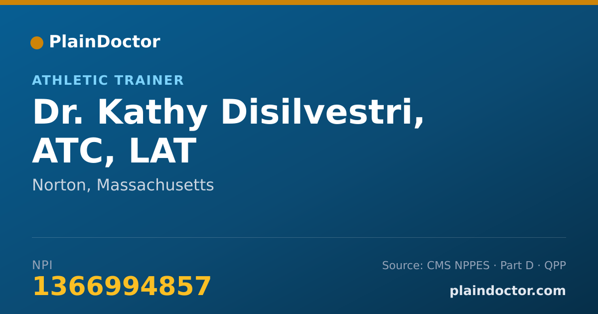 Shareable card for Kathy Disilvestri, ATC, LAT - Athletic Trainer, Norton, MA