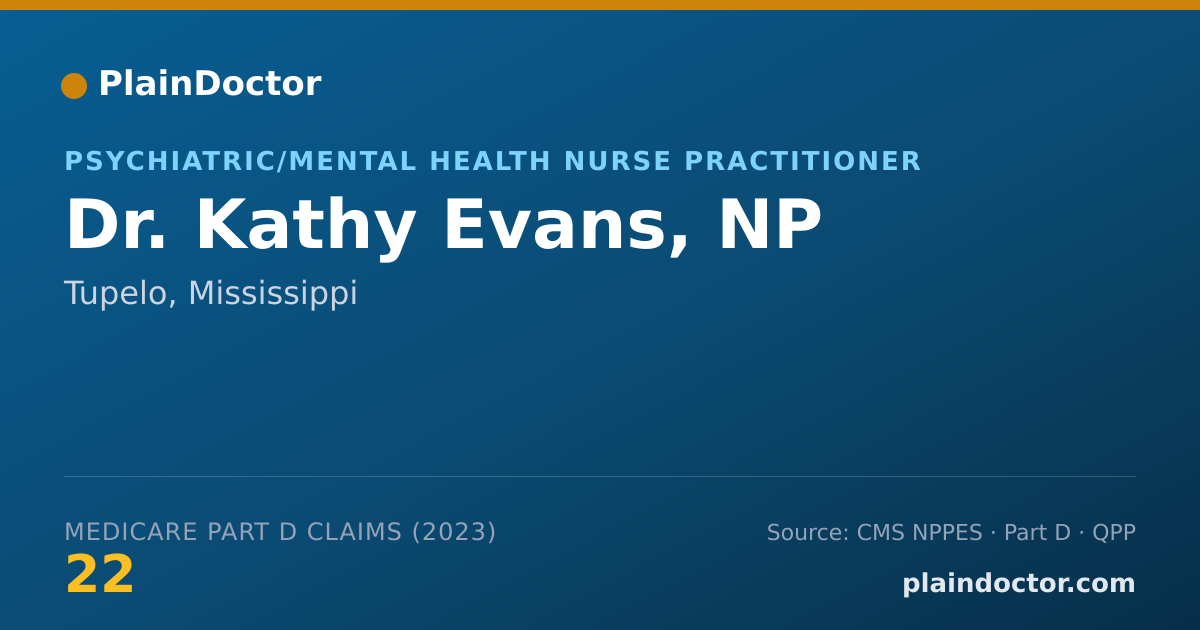 Shareable card for Kathy Evans, NP - Psychiatric/Mental Health Nurse Practitioner, Tupelo, MS