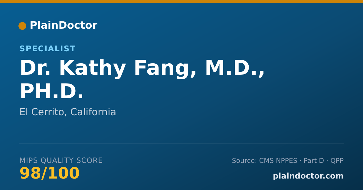 Shareable card for Kathy Fang, M.D., PH.D. - Specialist, El Cerrito, CA