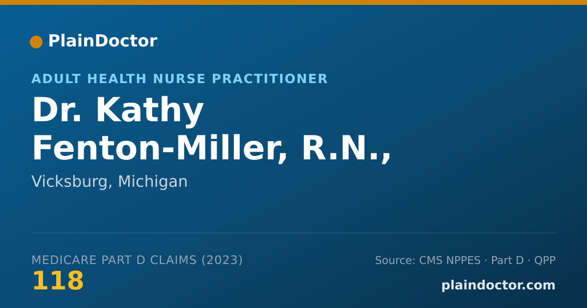 Shareable card for Kathy Fenton-Miller, R.N., A.N.P.-C - Adult Health Nurse Practitioner, Vicksburg, MI