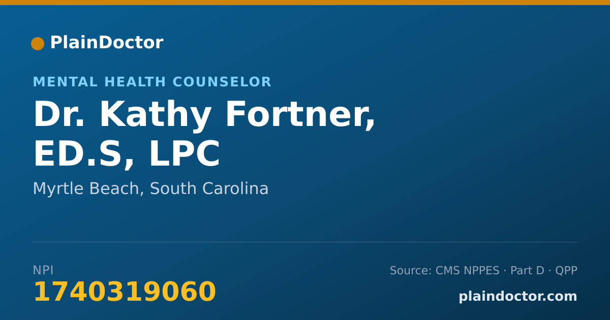 Shareable card for Kathy Fortner, ED.S, LPC - Mental Health Counselor, Myrtle Beach, SC