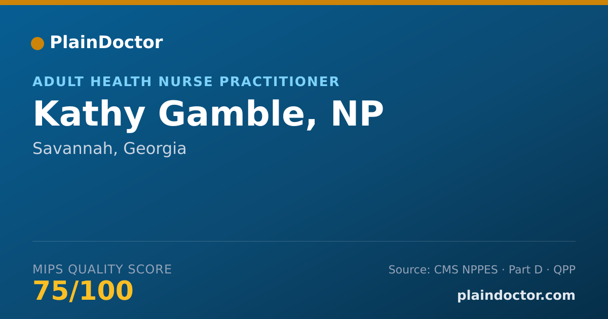 Shareable card for Kathy Gamble, NP - Adult Health Nurse Practitioner, Savannah, GA