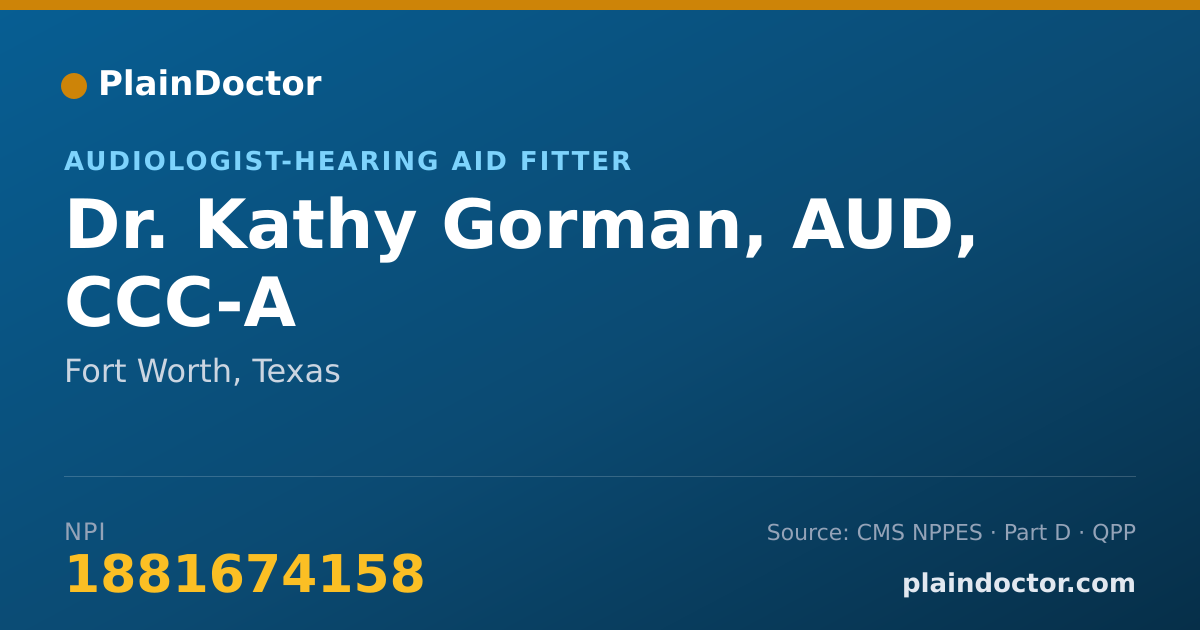 Shareable card for Kathy Gorman, AUD, CCC-A - Audiologist-Hearing Aid Fitter, Fort Worth, TX