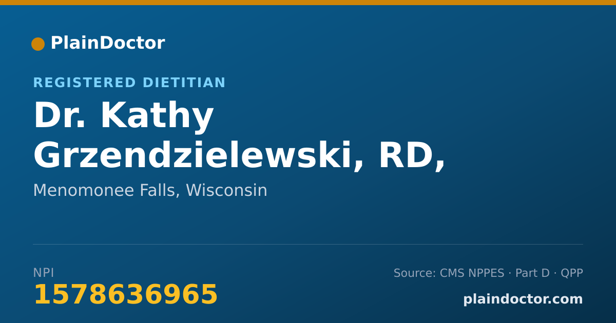 Shareable card for Kathy Grzendzielewski, RD, CDE - Registered Dietitian, Menomonee Falls, WI