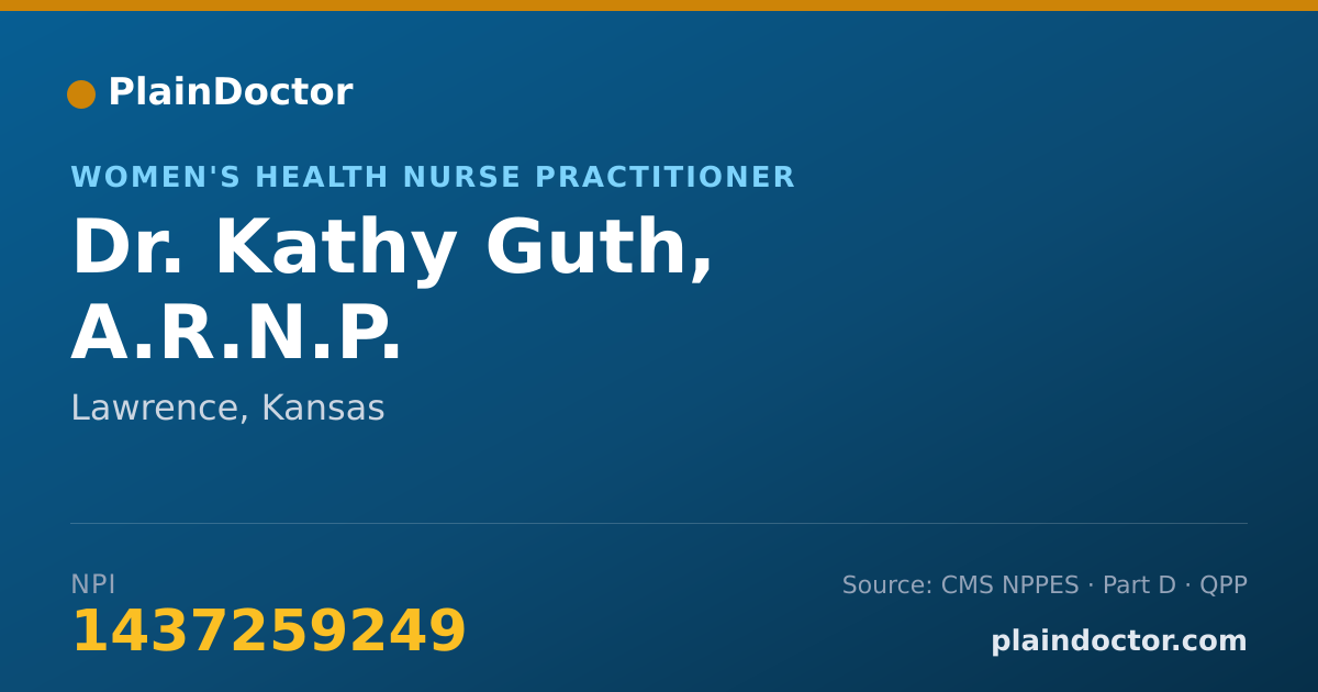 Shareable card for Kathy Guth, A.R.N.P. - Women's Health Nurse Practitioner, Lawrence, KS