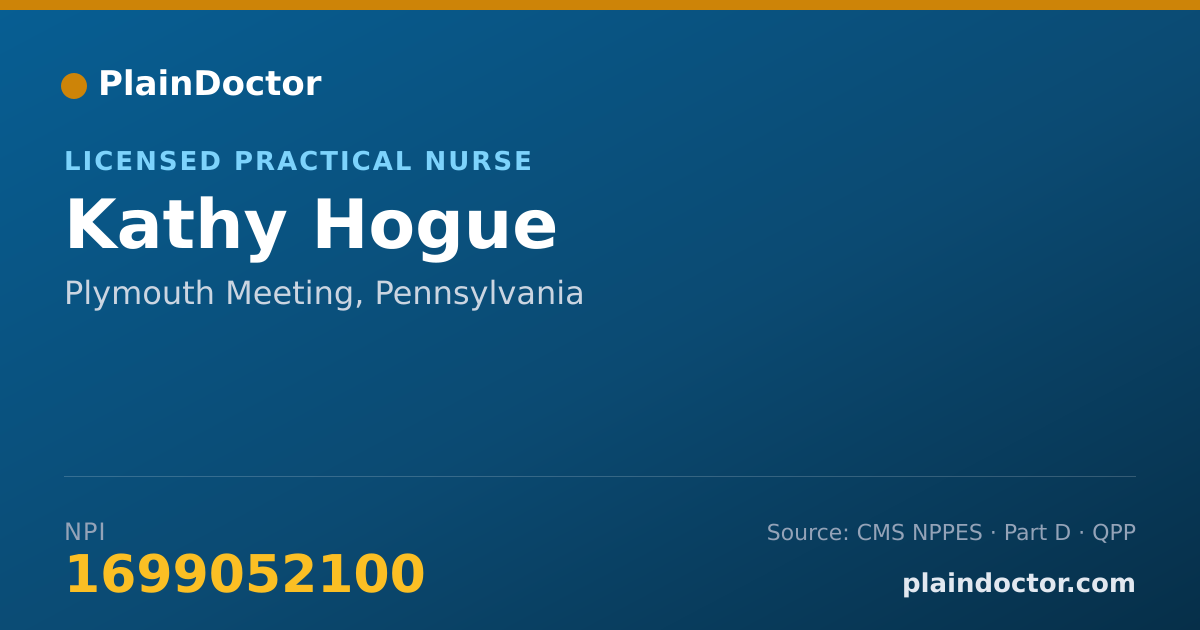 Shareable card for Kathy Hogue - Licensed Practical Nurse, Plymouth Meeting, PA