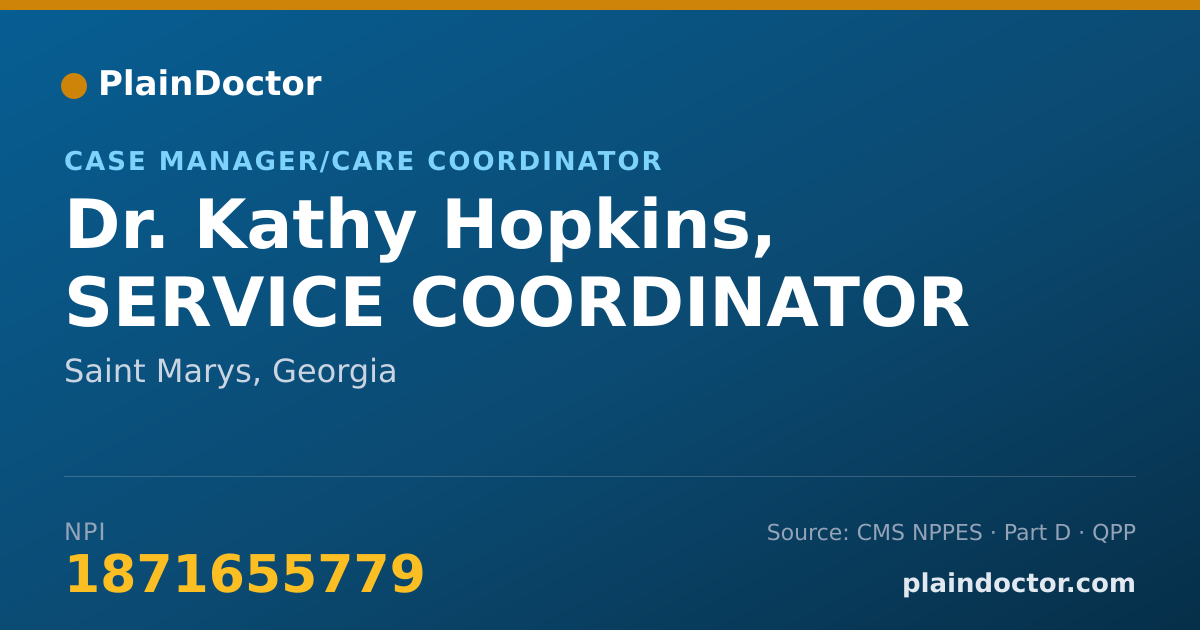 Shareable card for Kathy Hopkins, SERVICE COORDINATOR - Case Manager/Care Coordinator, Saint Marys, GA