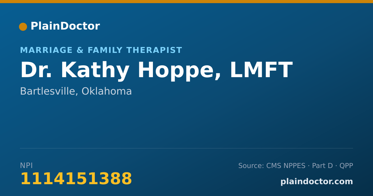 Shareable card for Kathy Hoppe, LMFT - Marriage & Family Therapist, Bartlesville, OK