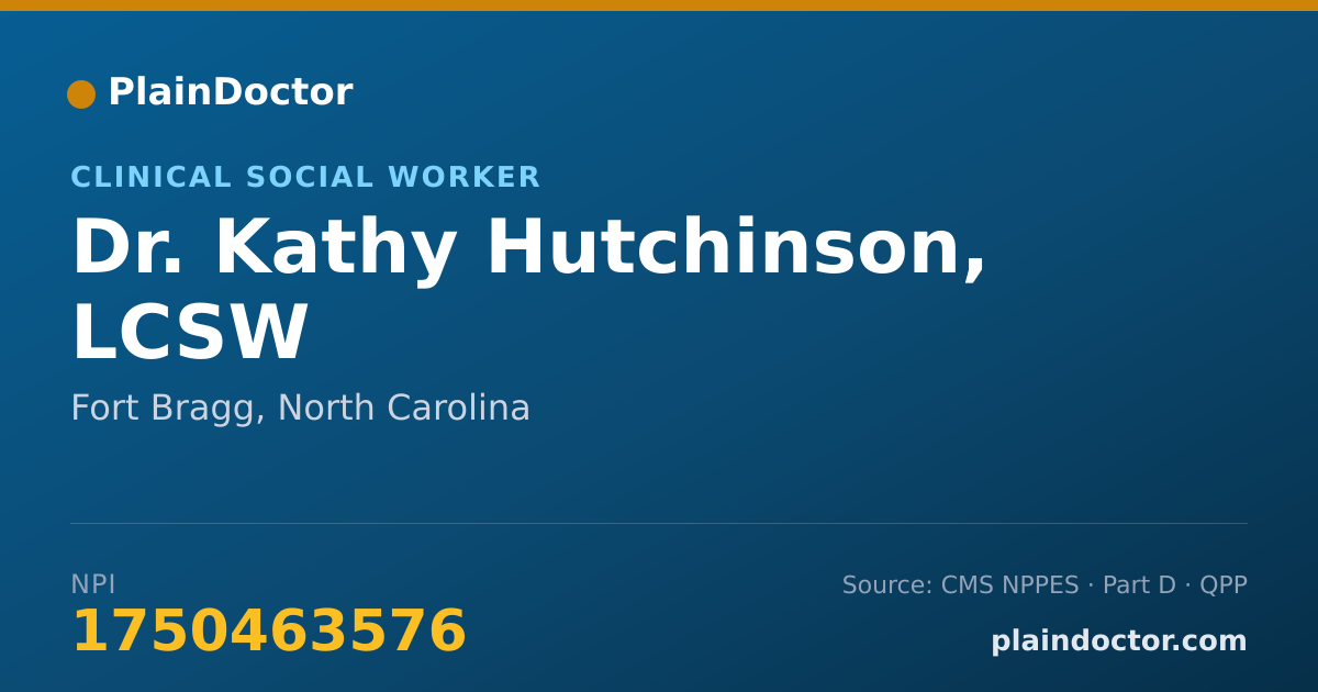 Shareable card for Kathy Hutchinson, LCSW - Clinical Social Worker, Fort Bragg, NC