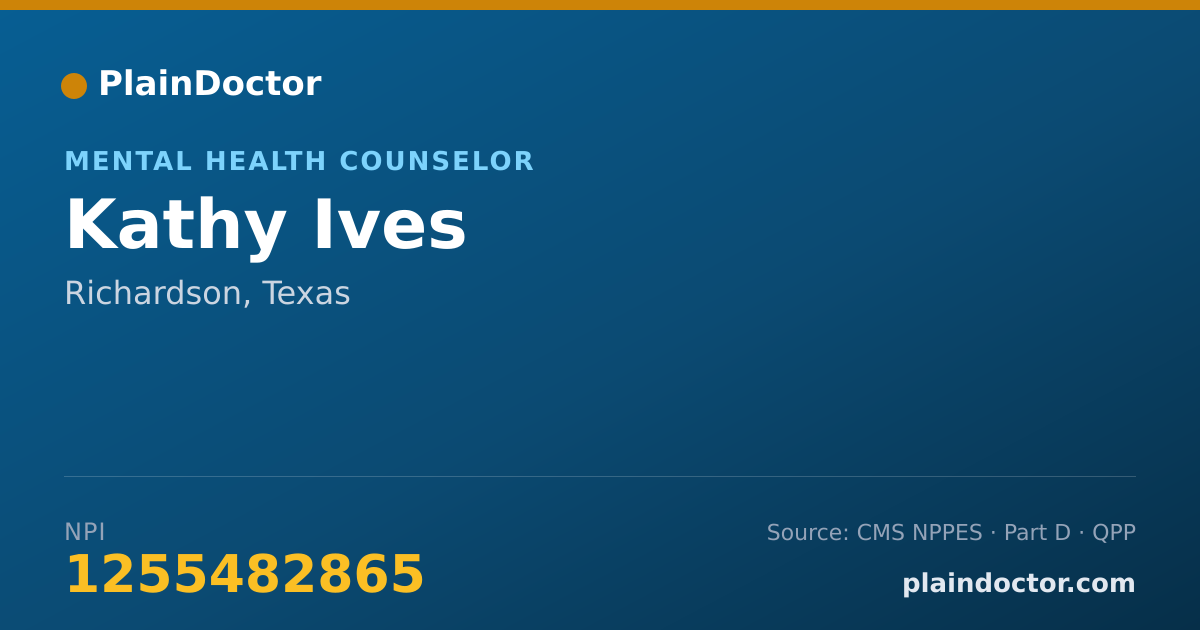 Shareable card for Kathy Ives - Mental Health Counselor, Richardson, TX