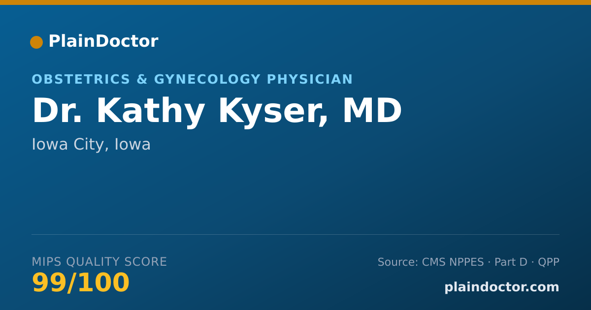 Shareable card for Kathy Kyser, MD - Obstetrics & Gynecology Physician, Iowa City, IA