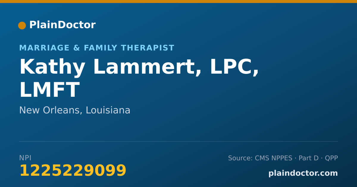 Shareable card for Kathy Lammert, LPC, LMFT - Marriage & Family Therapist, New Orleans, LA
