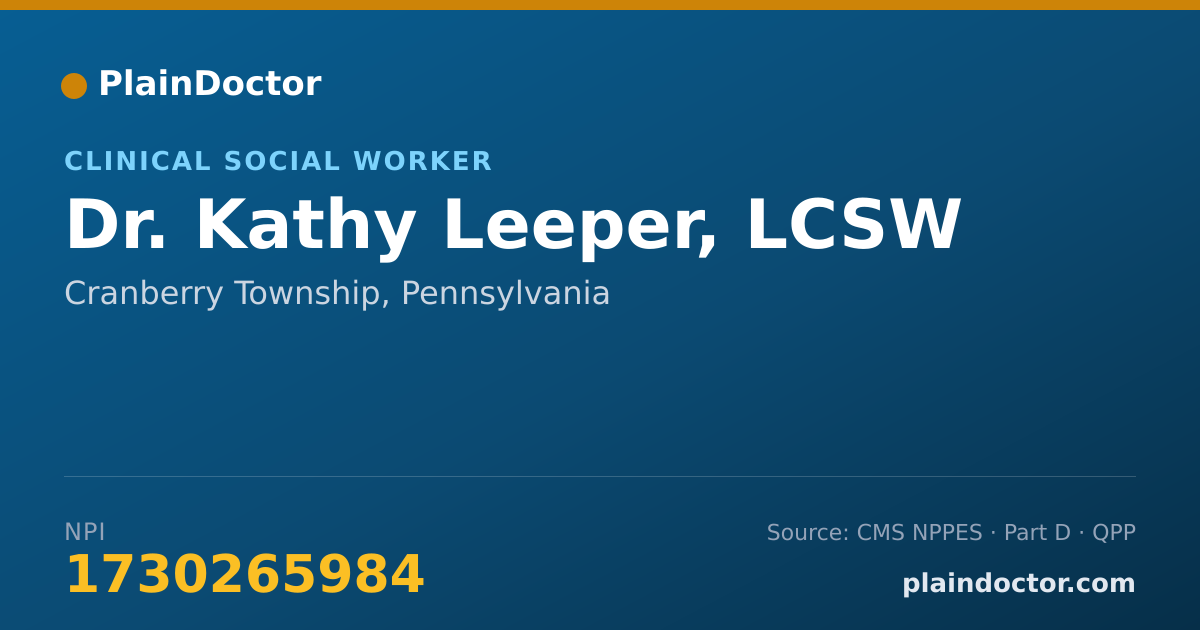Shareable card for Kathy Leeper, LCSW - Clinical Social Worker, Cranberry Township, PA