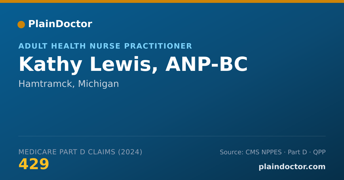Shareable card for Kathy Lewis, ANP-BC - Adult Health Nurse Practitioner, Hamtramck, MI