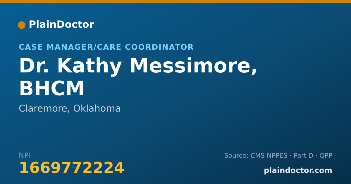 Shareable card for Kathy Messimore, BHCM - Case Manager/Care Coordinator, Claremore, OK
