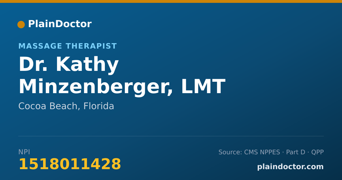 Shareable card for Kathy Minzenberger, LMT - Massage Therapist, Cocoa Beach, FL