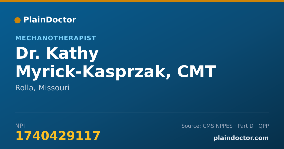 Shareable card for Kathy Myrick-Kasprzak, CMT - Mechanotherapist, Rolla, MO