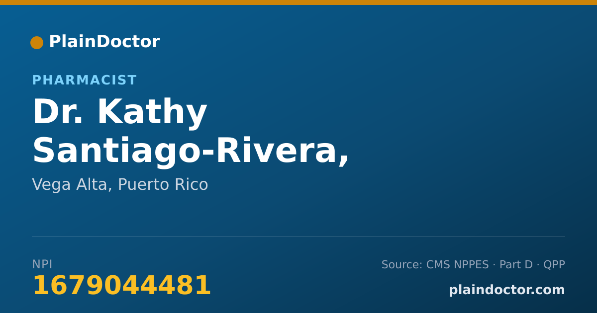 Shareable card for Kathy Santiago-Rivera, PHARMD - Pharmacist, Vega Alta, PR