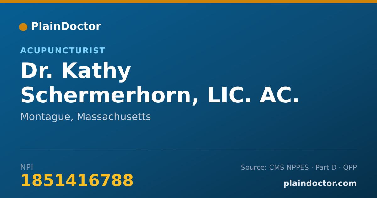 Shareable card for Kathy Schermerhorn, LIC. AC. - Acupuncturist, Montague, MA