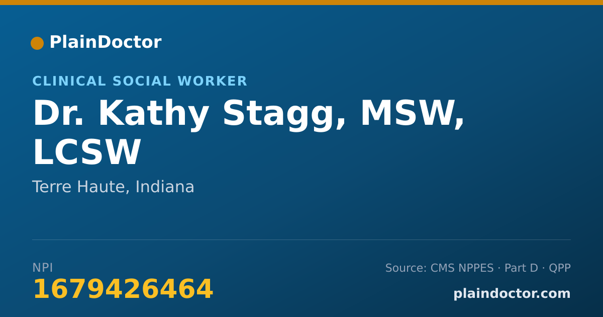 Shareable card for Kathy Stagg, MSW, LCSW - Clinical Social Worker, Terre Haute, IN