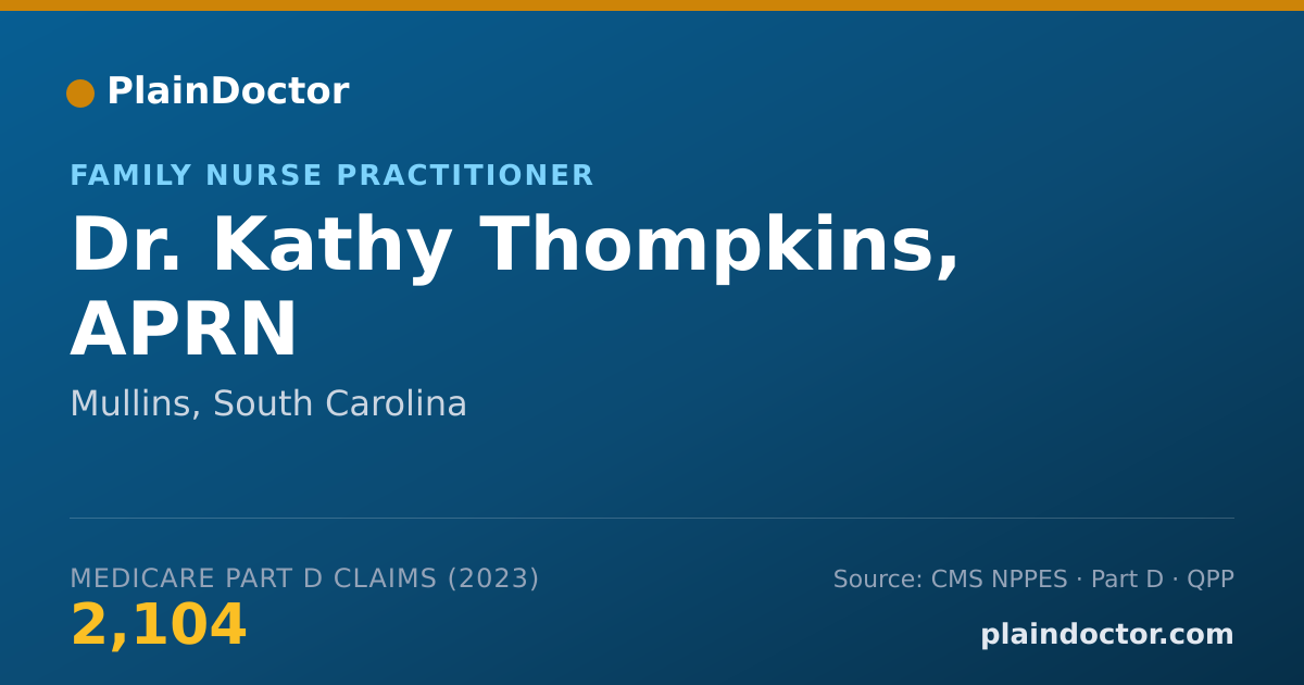 Shareable card for Kathy Thompkins, APRN - Family Nurse Practitioner, Mullins, SC