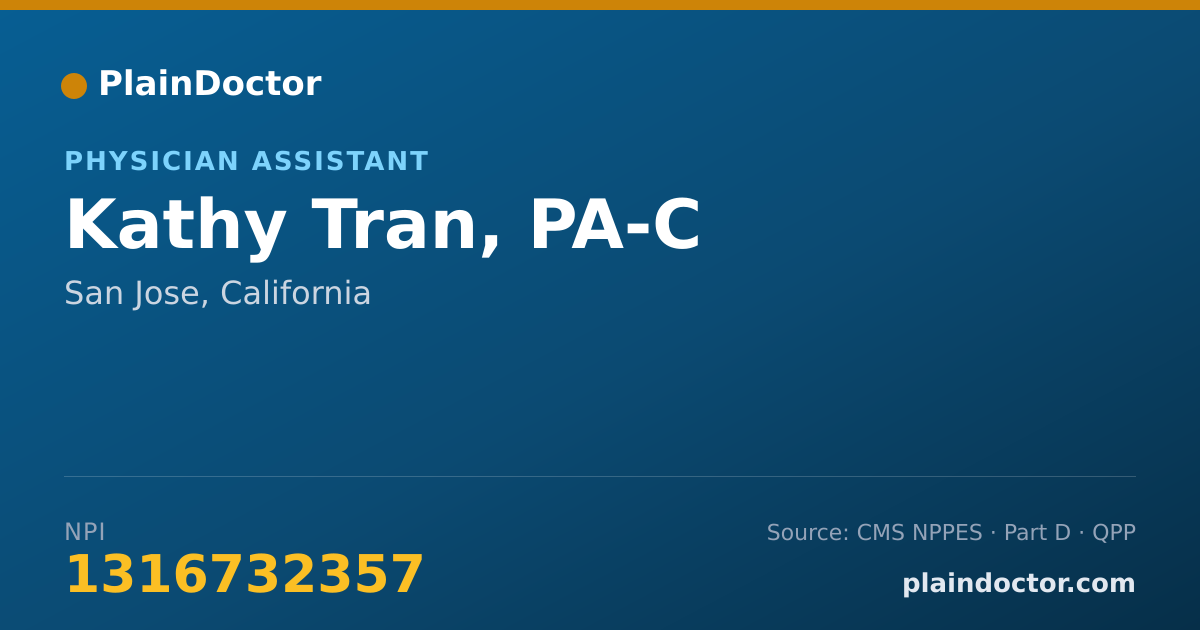 Shareable card for Kathy Tran, PA-C - Physician Assistant, San Jose, CA