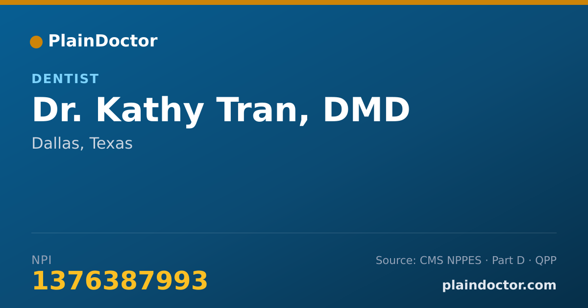 Shareable card for Kathy Tran, DMD - Dentist, Dallas, TX
