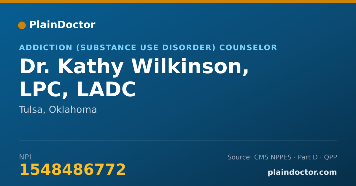 Shareable card for Kathy Wilkinson, LPC, LADC - Addiction (Substance Use Disorder) Counselor, Tulsa, OK