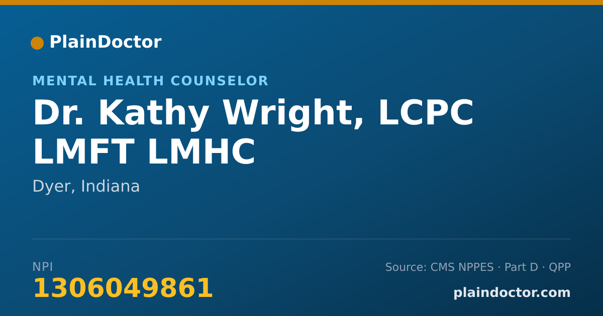 Shareable card for Kathy Wright, LCPC  LMFT  LMHC - Mental Health Counselor, Dyer, IN