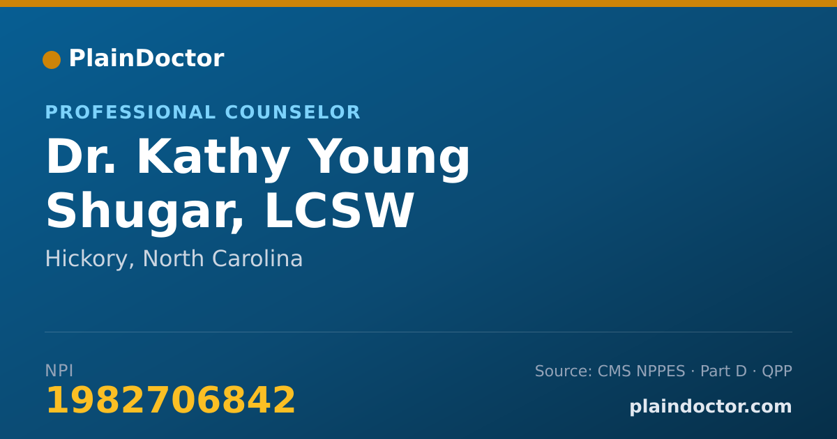 Shareable card for Kathy Young Shugar, LCSW - Professional Counselor, Hickory, NC