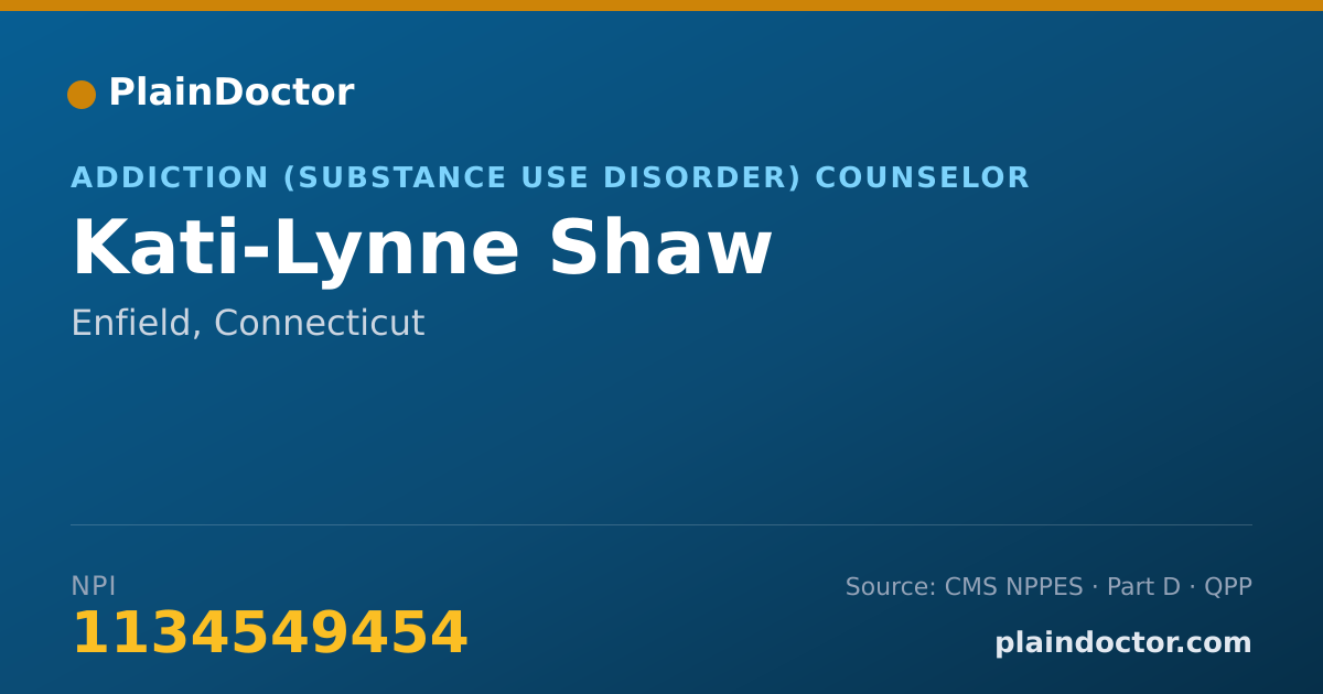 Shareable card for Kati-Lynne Shaw - Addiction (Substance Use Disorder) Counselor, Enfield, CT