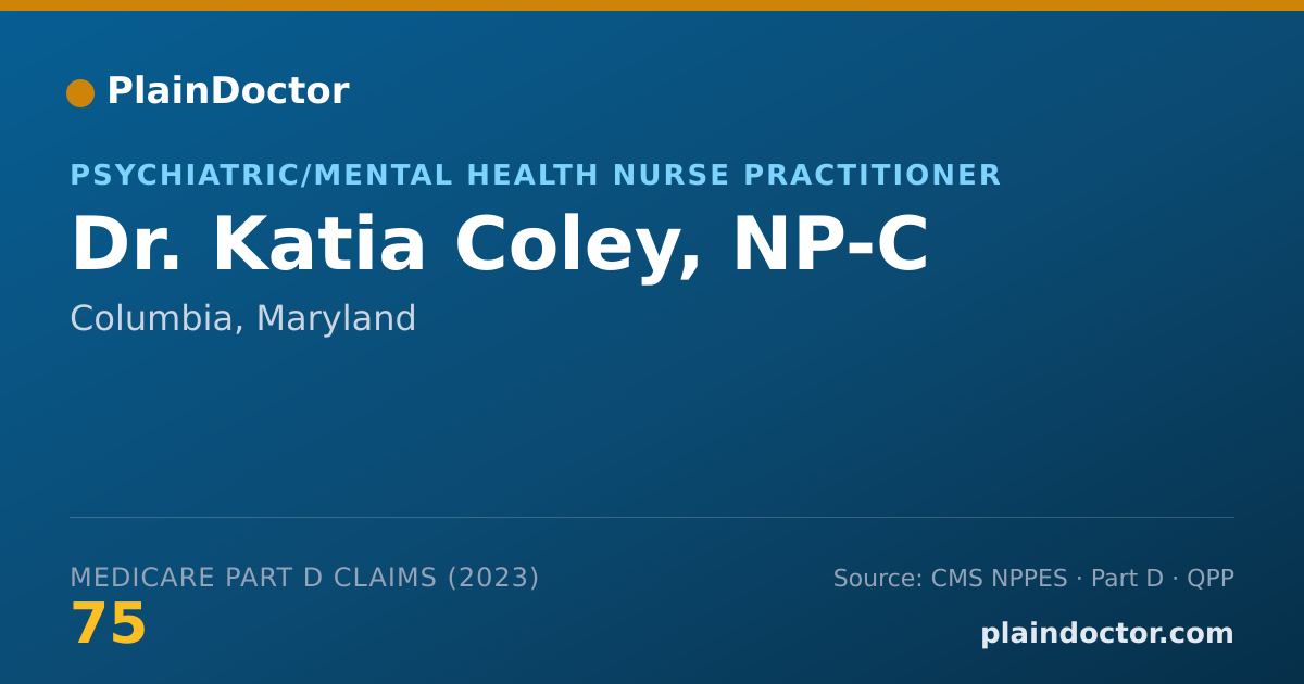Shareable card for Katia Coley, NP-C - Psychiatric/Mental Health Nurse Practitioner, Columbia, MD