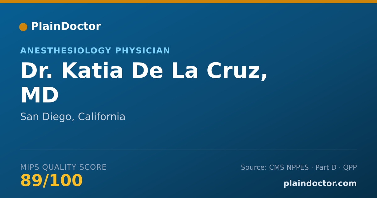 Shareable card for Katia De La Cruz, MD - Anesthesiology Physician, San Diego, CA