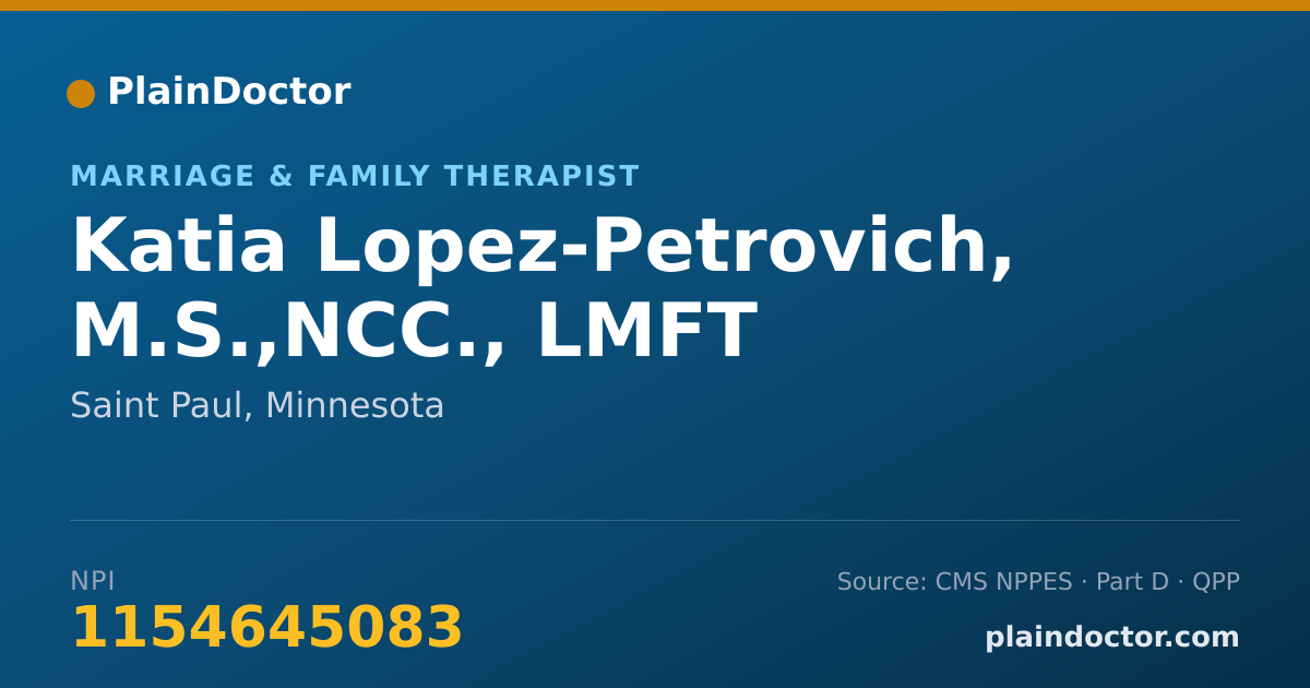 Shareable card for Katia Lopez-Petrovich, M.S.,NCC., LMFT - Marriage & Family Therapist, Saint Paul, MN