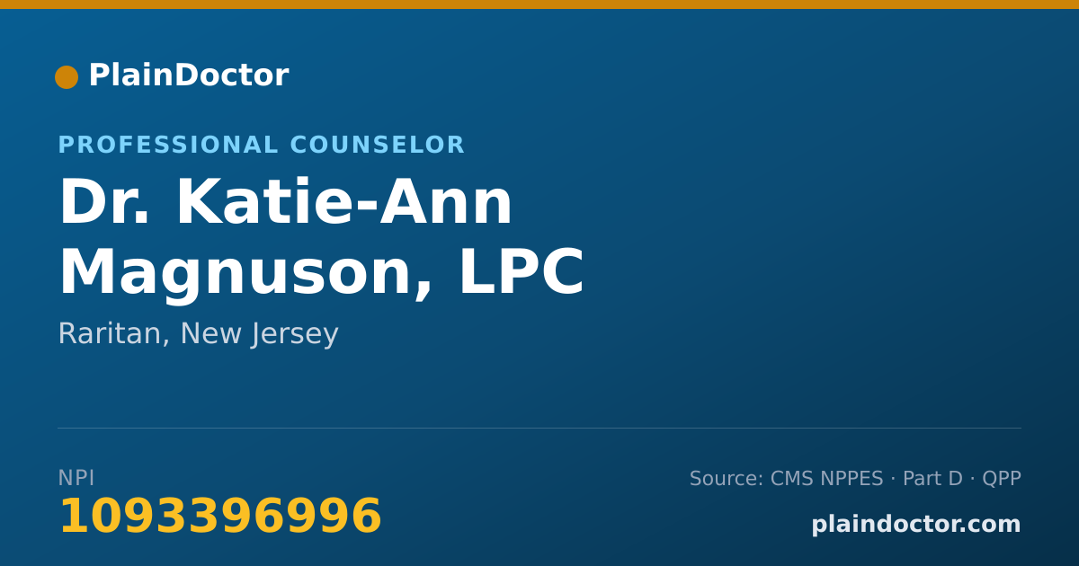 Shareable card for Katie-Ann Magnuson, LPC - Professional Counselor, Raritan, NJ