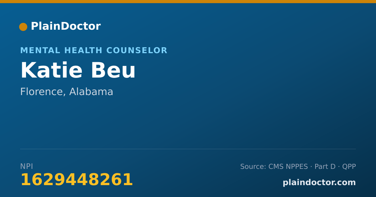 Shareable card for Katie Beu - Mental Health Counselor, Florence, AL