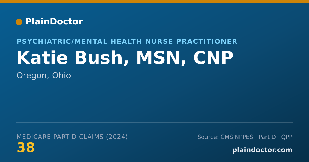 Shareable card for Katie Bush, MSN, CNP - Psychiatric/Mental Health Nurse Practitioner, Oregon, OH