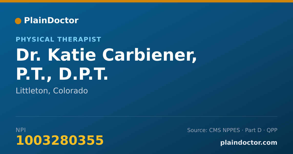 Shareable card for Katie Carbiener, P.T., D.P.T. - Physical Therapist, Littleton, CO
