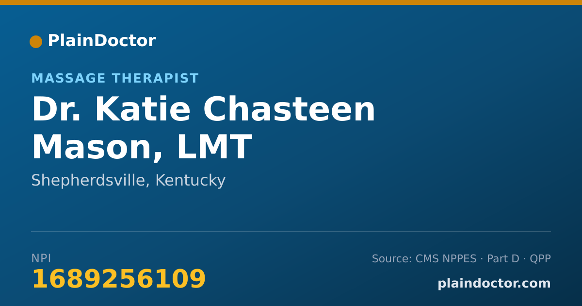 Shareable card for Katie Chasteen Mason, LMT - Massage Therapist, Shepherdsville, KY